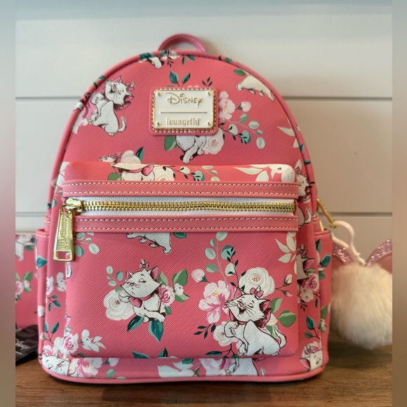 Loungefly Handbags - NWT! Marie Aristocats Pink Floral Loungefly Bundle Backpack, Wallet & Bracelet